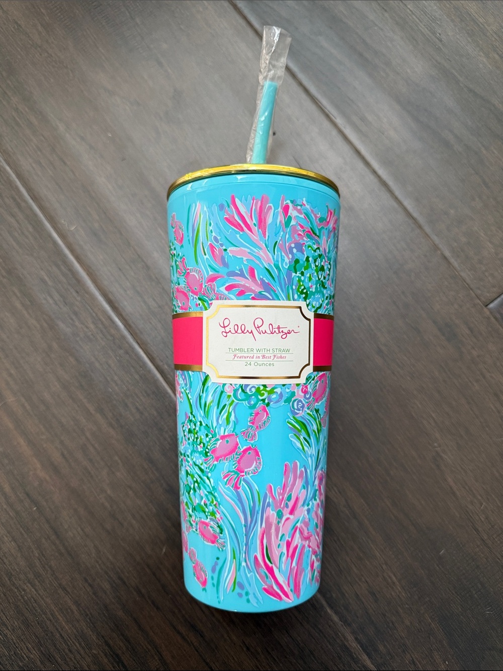 NWT Lilly Pulitzer Tumbler with straw Best Fishes